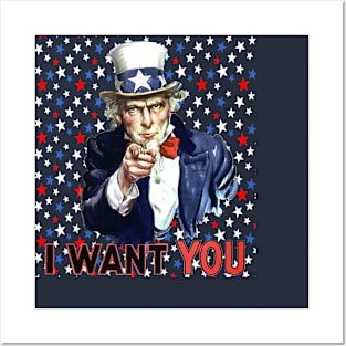 I Want You With Star Pattern Background Posters and Art